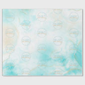 Moderne Aqua Gold Alcohol Ink Art Waterverf Oceaan Cadeaupapier (Vlak)