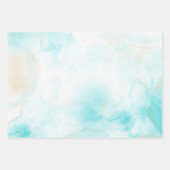 Moderne Aqua Gold Alcohol Ink Art Waterverf Oceaan Inpakpapier Vel (Voorkant 2)