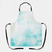 Moderne Aqua Gold Alcohol Ink Art Waterverf Oceaan Schort (Voorkant)