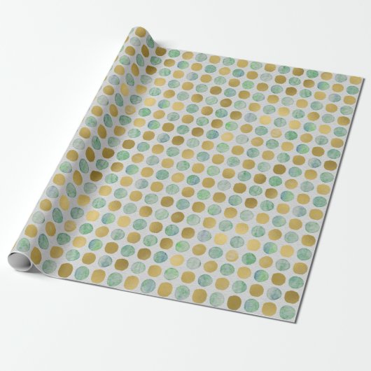 Moderne Aqua & Gold Dotted All-Occasion Gift Cadeaupapier (Uitgerold)