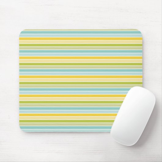 Moderne Aqua Green Yellow Stripes Muismat (Met muis)