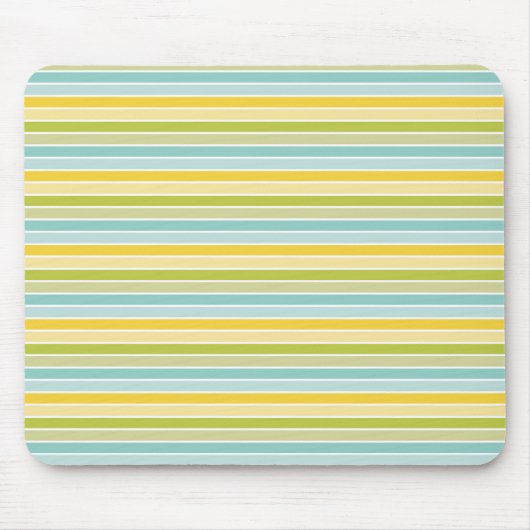 Moderne Aqua Green Yellow Stripes Muismat (Voorkant)