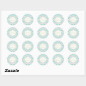 Moderne aqua, grijs, ivoor chevron patroon ronde sticker (Vel)