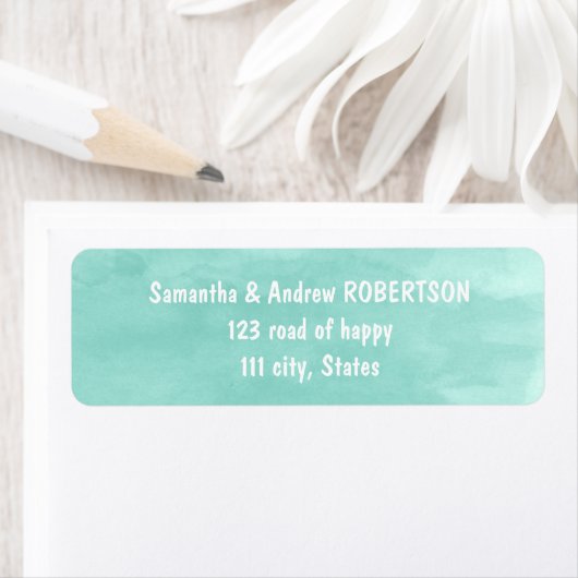 Moderne aqua groene waterverf bruiloft etiket (Insitu)