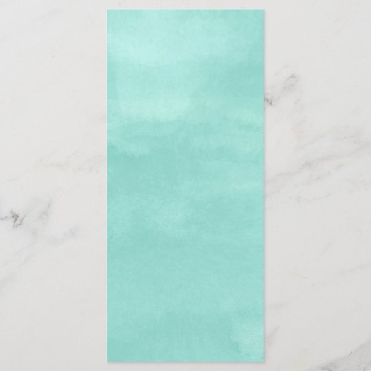 Moderne aqua groene waterverf bruiloft menu (Achterkant)