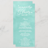 Moderne aqua groene waterverf bruiloft menu (Voorkant / Achterkant)
