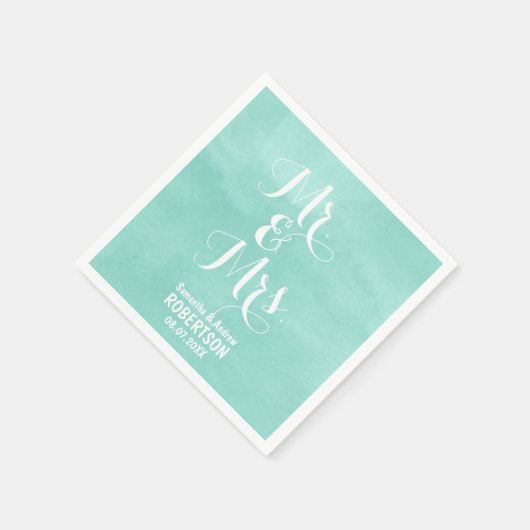 Moderne aqua groene waterverf bruiloft servetten (Hoek)