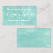 Moderne aqua groene waterverf bruiloft website informatiekaartje (Voorkant / Achterkant)