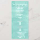 Moderne aqua groene waterverf Trouwprogramma Programmakaart (Achterkant)