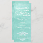 Moderne aqua groene waterverf Trouwprogramma Programmakaart (Voorkant / Achterkant)