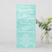 Moderne aqua groene waterverf Trouwprogramma Programmakaart (Staand voorkant)