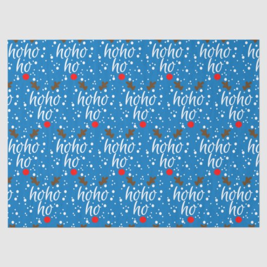 Moderne Aqua Ho-Ho-Ho Kerst Script Decoupage Tissuepapier (Voorkant)
