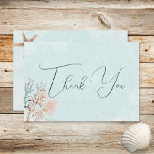 Moderne Aqua Ocean Shells bruiloft Bedankkaart