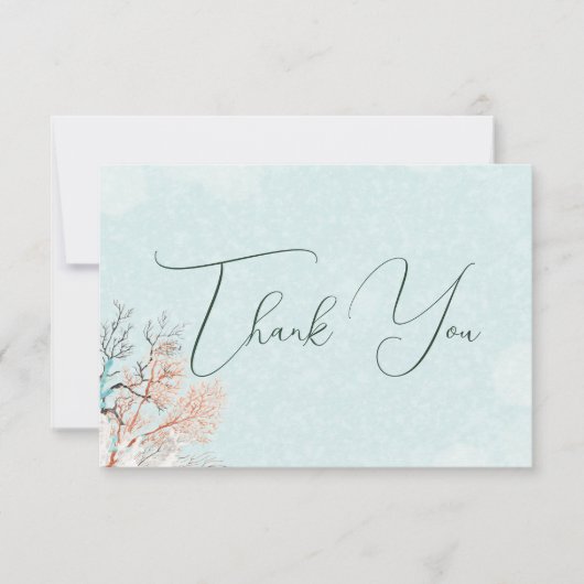 Moderne Aqua Ocean Shells bruiloft Bedankkaart (Voorkant)