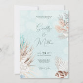 Moderne Aqua Ocean Shells bruiloft Kaart (Voorkant)