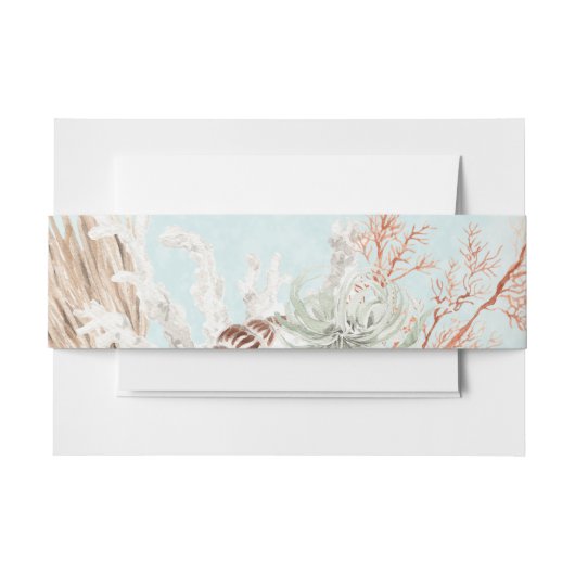 Moderne Aqua Ocean & Shells bruiloft Uitnodigingen Wikkel (Voorkant Voorbeeld)