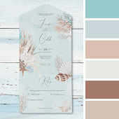 Moderne Aqua Ocean & Shells Geen Diner All In One Uitnodiging