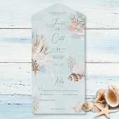 Moderne Aqua Ocean & Shells Geen Diner All In One Uitnodiging