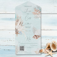 Moderne Aqua Ocean & Shells QR Code