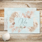 Moderne Aqua Ocean Shells QR Code Wedding RSVP Kaartje