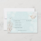 Moderne Aqua Ocean Shells Trouwdiner RSVP Kaartje (Achterkant)
