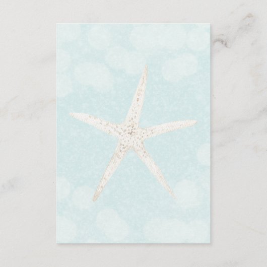Moderne Aqua Ocean Shells Trouwreceptie Informatiekaartje (Achterkant)