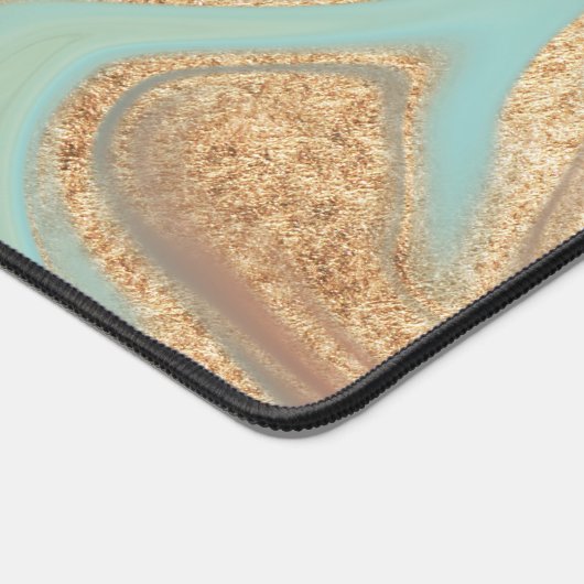 Moderne Aqua Rust Geel Goud Marmeren Swirl Monogra Bureaumat (Hoek)