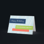Moderne Aqua Stripes Brother Verjaardag Kaart<br><div class="desc">Verjaardagskaart voor broer met modern turquoise blauwe strepen design en doordachte vers.</div>