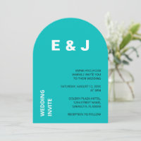 Moderne Aqua Turquoise bruiloft uitnodiging