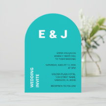Moderne Aqua Turquoise bruiloft uitnodiging