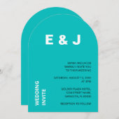 Moderne Aqua Turquoise bruiloft uitnodiging (Voorkant / Achterkant)