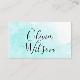 Moderne Aqua Waterverf Calligrafie Visitekaartje