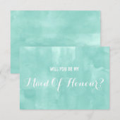 Moderne aqua waterverf Wil je mijn Maid zijn Kaart (Voorkant / Achterkant)