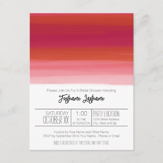 Moderne Aquarel Abstracte Bruidsdouche Briefkaart (Voorkant)