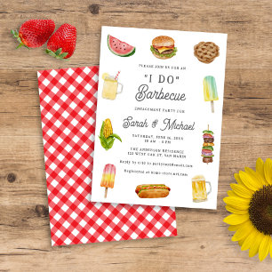 Moderne Aquarel Barbecue BBQ Verloving Feest Kaart