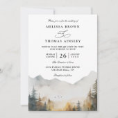 Moderne Aquarel Berg Elegante QR Code Trouwen Kaart (Voorkant)