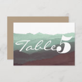 Moderne Aquarel Berg Tafel Nummerkaart Kaart (Voorkant / Achterkant)