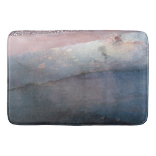 Moderne Aquarel Blauw & Roze Goud Roze Blush Glamo Badmat