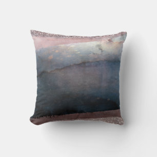 Moderne Aquarel Blauw & Roze Goud Roze Blush Glamo Kussen