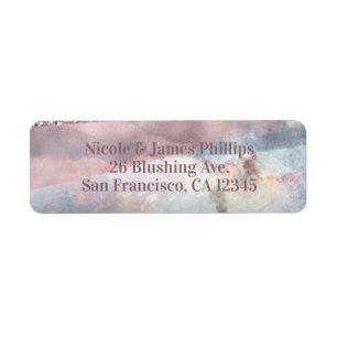 Moderne Aquarel Blauw & Roze Goud Roze Glam Chic Etiket