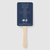 Moderne Aquarel Blauwe Bloem Bruiloft Ceremonie Handwaaier (Achterkant)