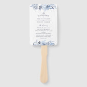 Moderne Aquarel Blauwe Bloem Bruiloft Ceremonie Handwaaier (Voorkant)