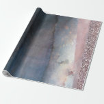 Moderne Aquarel Blauwe & Roze Gouden Roze Feestje Cadeaupapier<br><div class="desc">Inpakpapier</div>