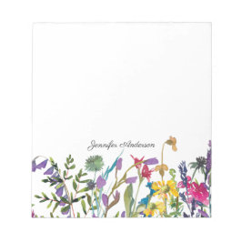 Moderne Aquarel Bloem Wilde Bloemen Personaliseer Notitieblok