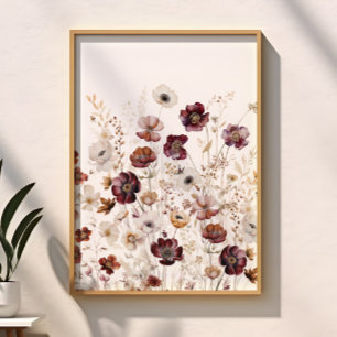 Moderne Aquarel Bloemen Poster