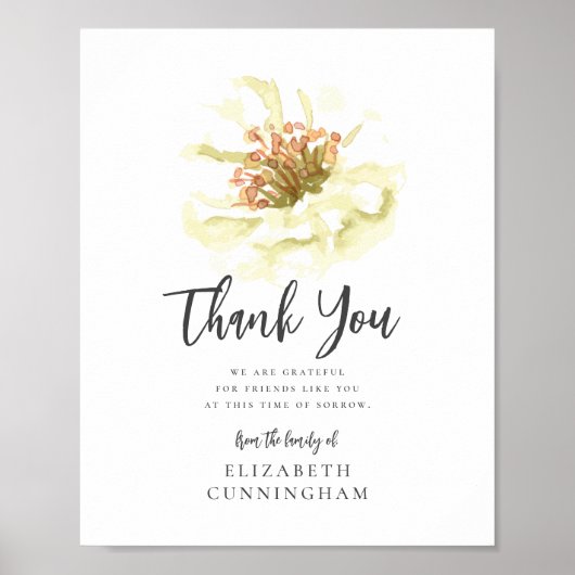 Moderne Aquarel Bloemige Botanische Herdenking Bed Poster (Voorkant)
