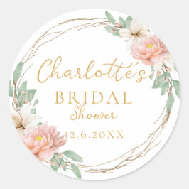 Moderne Aquarel Boho Krans Bruid Ronde Sticker