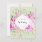 Moderne Aquarel Boho Paarse Bloemen Kaart (Voorkant)