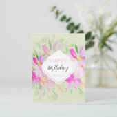 Moderne Aquarel Boho Paarse Bloemen Kaart (Staand voorkant)