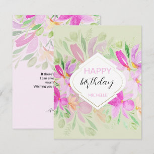 Moderne Aquarel Boho Paarse Bloemen Kaart